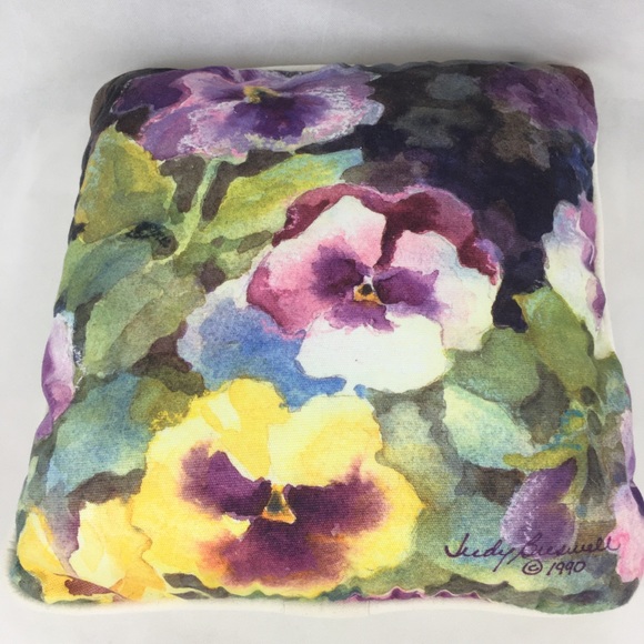 Judy Buswell 1990 Violets Watercolor Accent Pillow - Picture 2 of 4